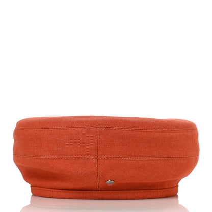 Hermes Denim Saint Honore Cliquetis Beret Hat 56 Orange Meranti 2 of 7