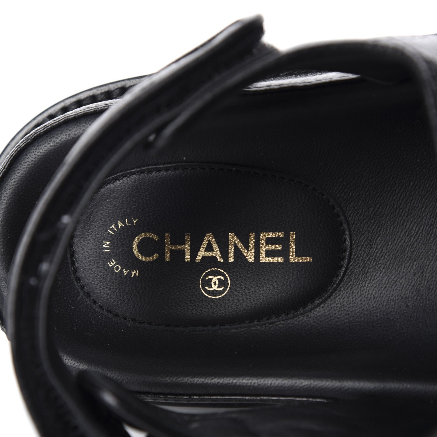 Chanel Grained Calfskin Velcro Dad Sandals 38 Black 7 of 10