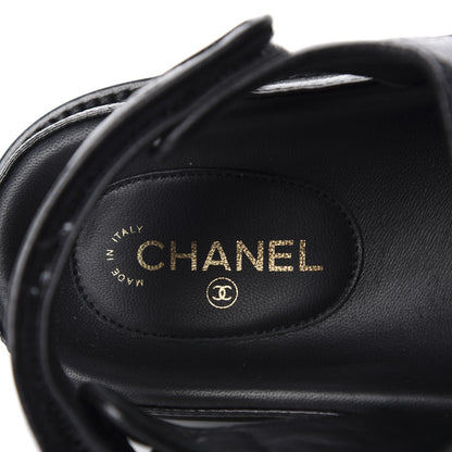 Chanel Grained Calfskin Velcro Dad Sandals 38 Black 7 of 10