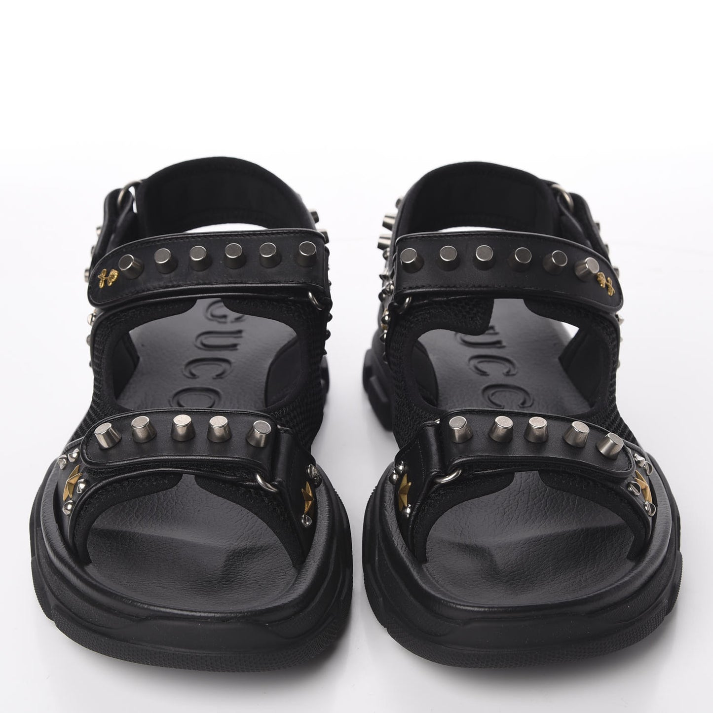 Nappa Mesh Studded Mens Aguru Sandals 11 Black