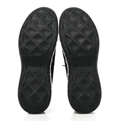 Chanel Suede Calfskin Velvet Grosgrain CC Sneakers 38.5 Black 5 of 8