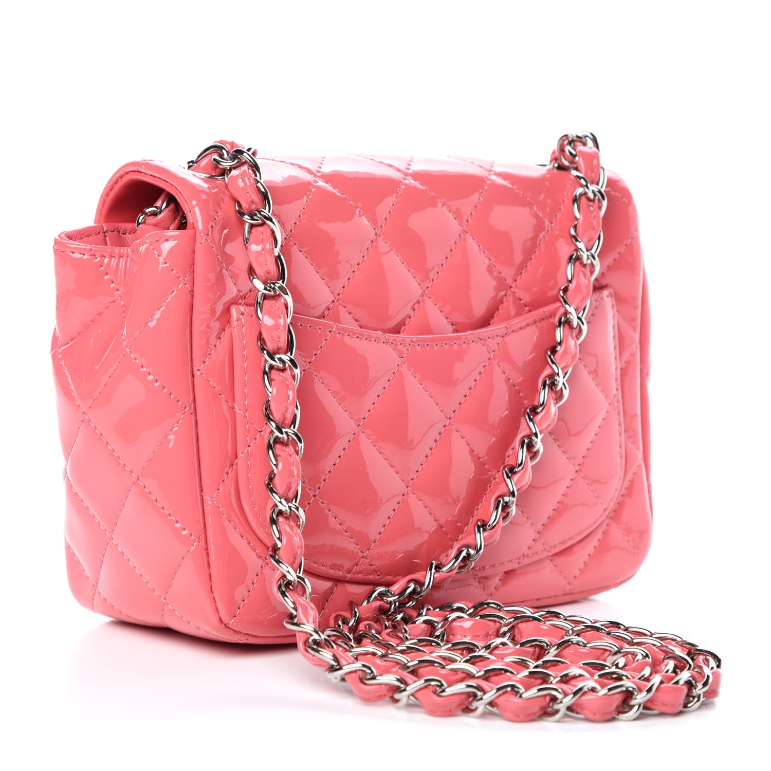 Chanel Patent Quilted Mini Square Flap Pink 3 of 9