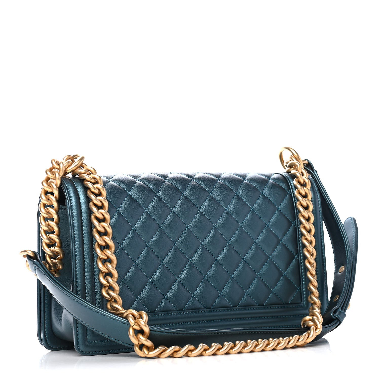 Chanel Metallic Calfskin Quilted Medium Boy Flap Blue 3 of 9