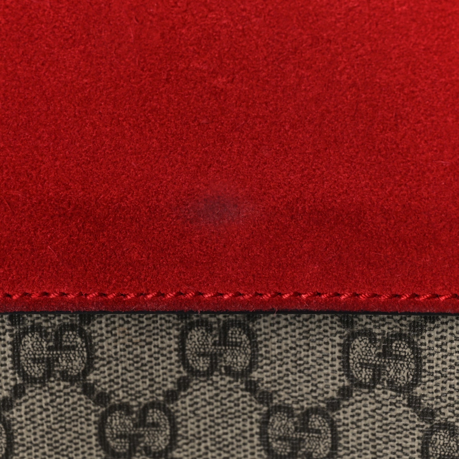 Gucci GG Supreme Monogram Suede Cudu Medium Dionysus Shoulder Bag Beige Ebony Vulcanic Red 16 of 18