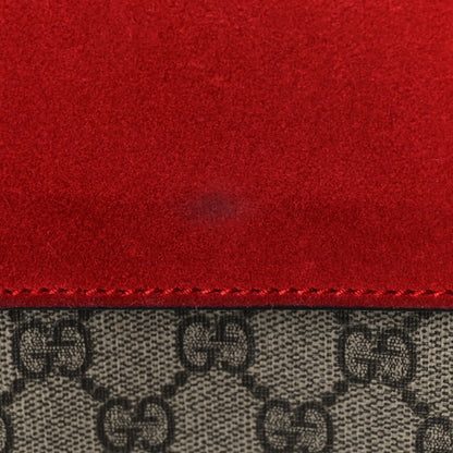Gucci GG Supreme Monogram Suede Cudu Medium Dionysus Shoulder Bag Beige Ebony Vulcanic Red 16 of 18