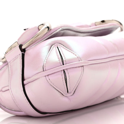 Gucci Iridescent Nappa Vertical Matelasse Small Maxi Horsebit Chain Shoulder Bag Escape Pink 9 of 10