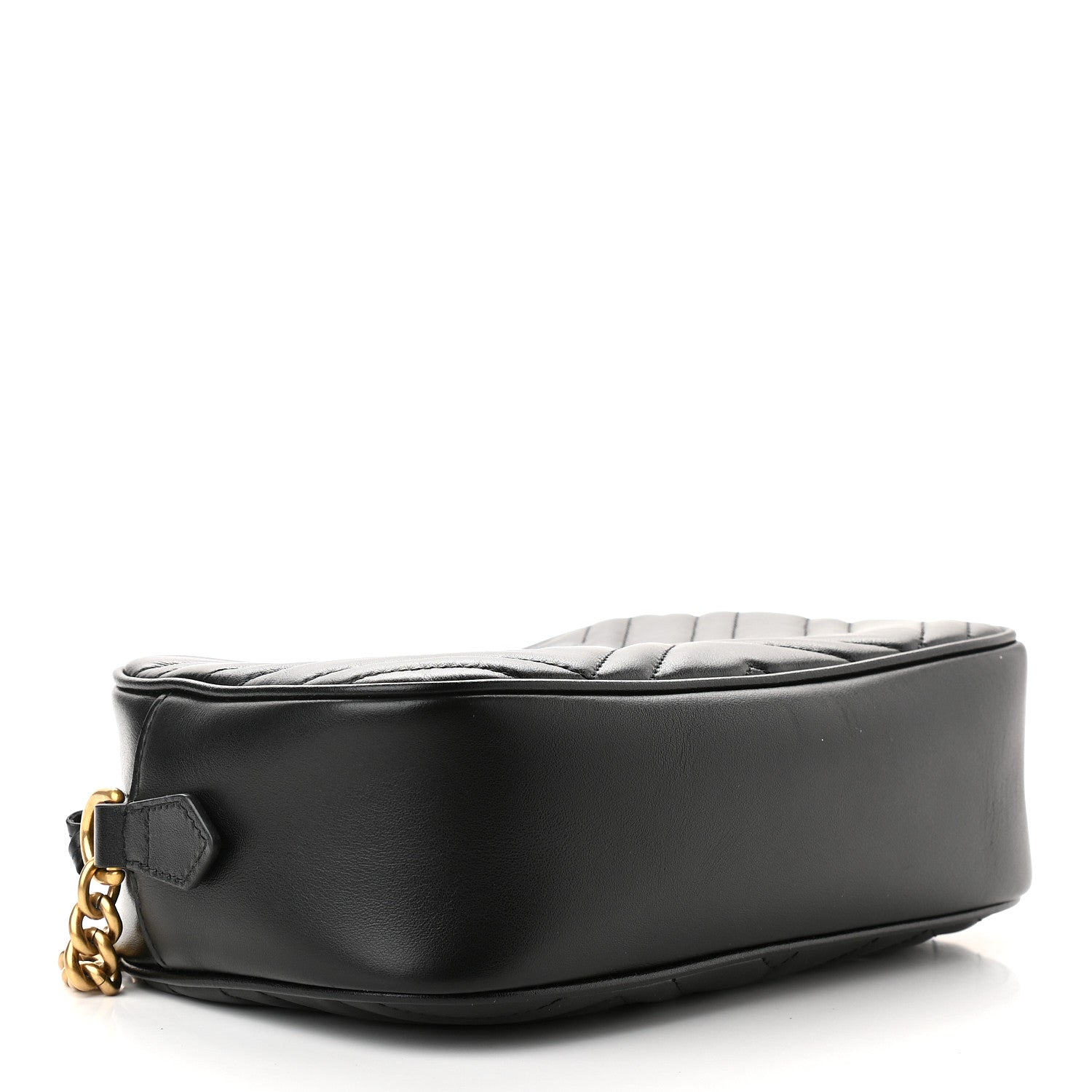 Gucci Calfskin Matelasse Small GG Marmont Chain Shoulder Bag Black 4 of 9