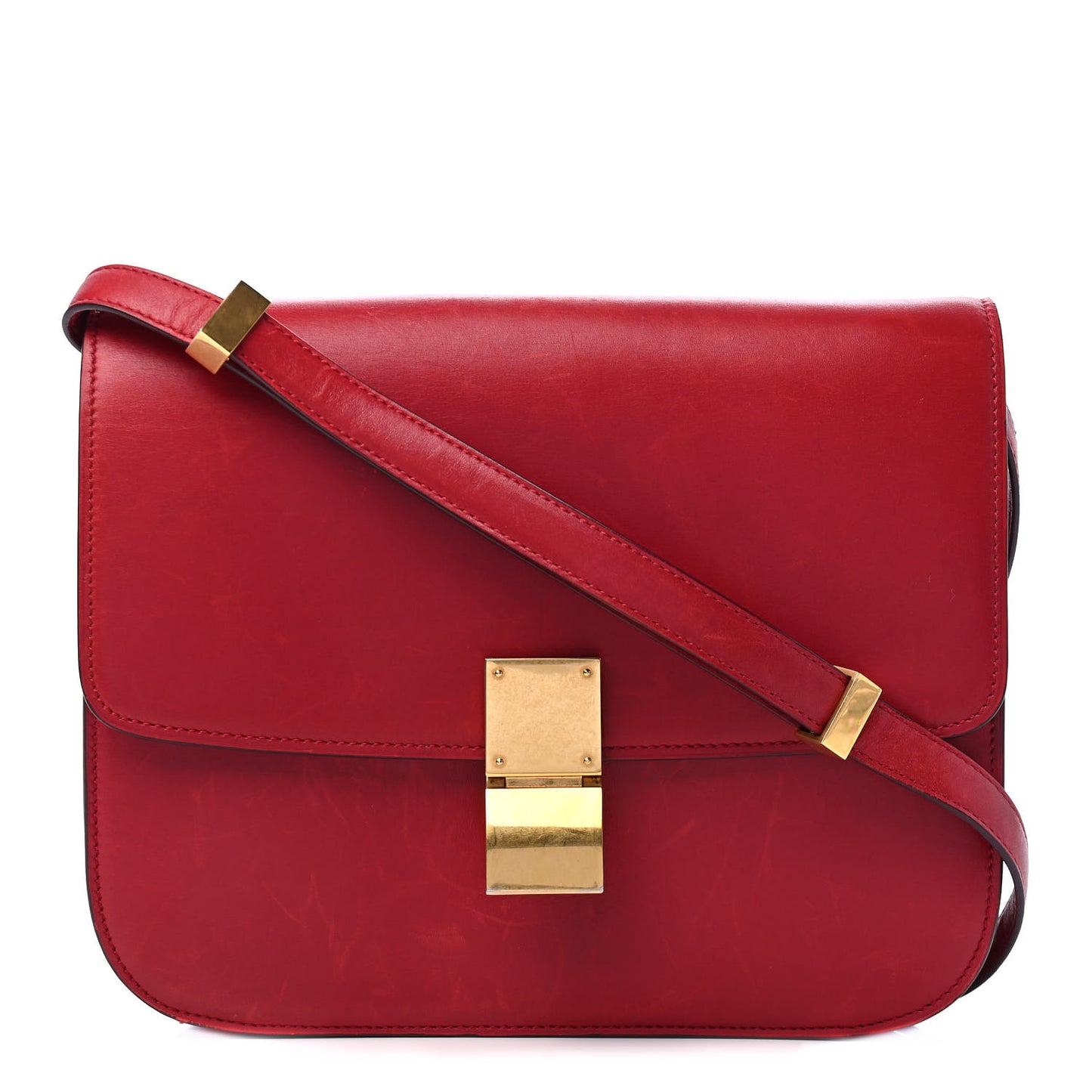 Box Calfskin Medium Classic Box Flap Bag Red