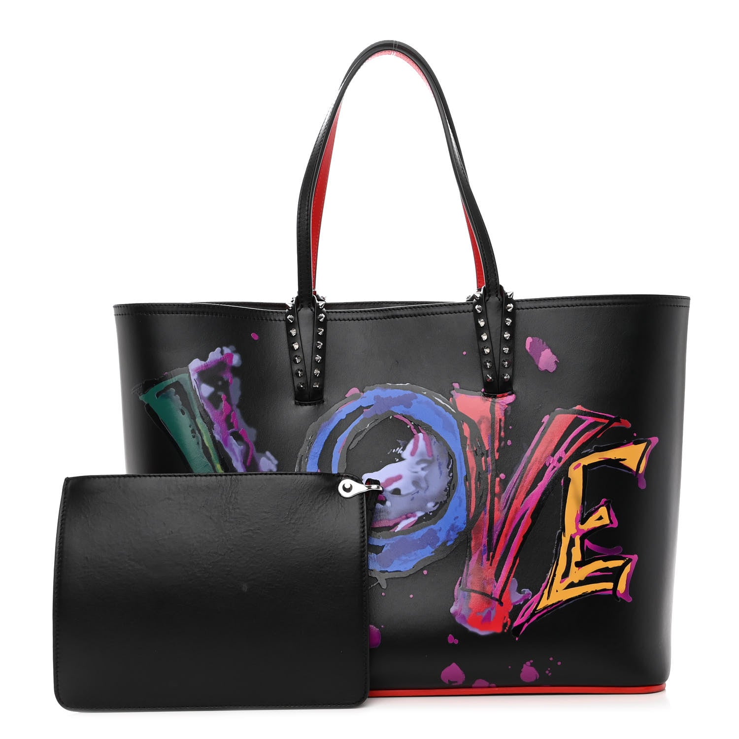 Christian Louboutin Calfskin In Love East West Cabata Tote Black Multicolor 1 of 11