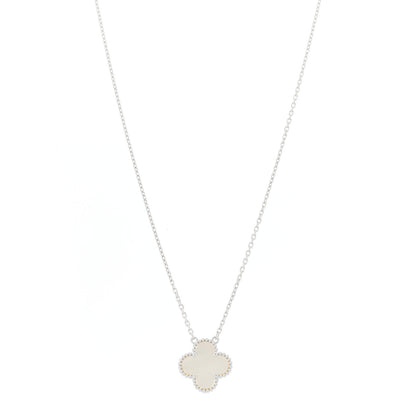 Van Cleef & Arpels 18K White Gold Mother Of Pearl Vintage Alhambra Pendant Necklace 1 of 6