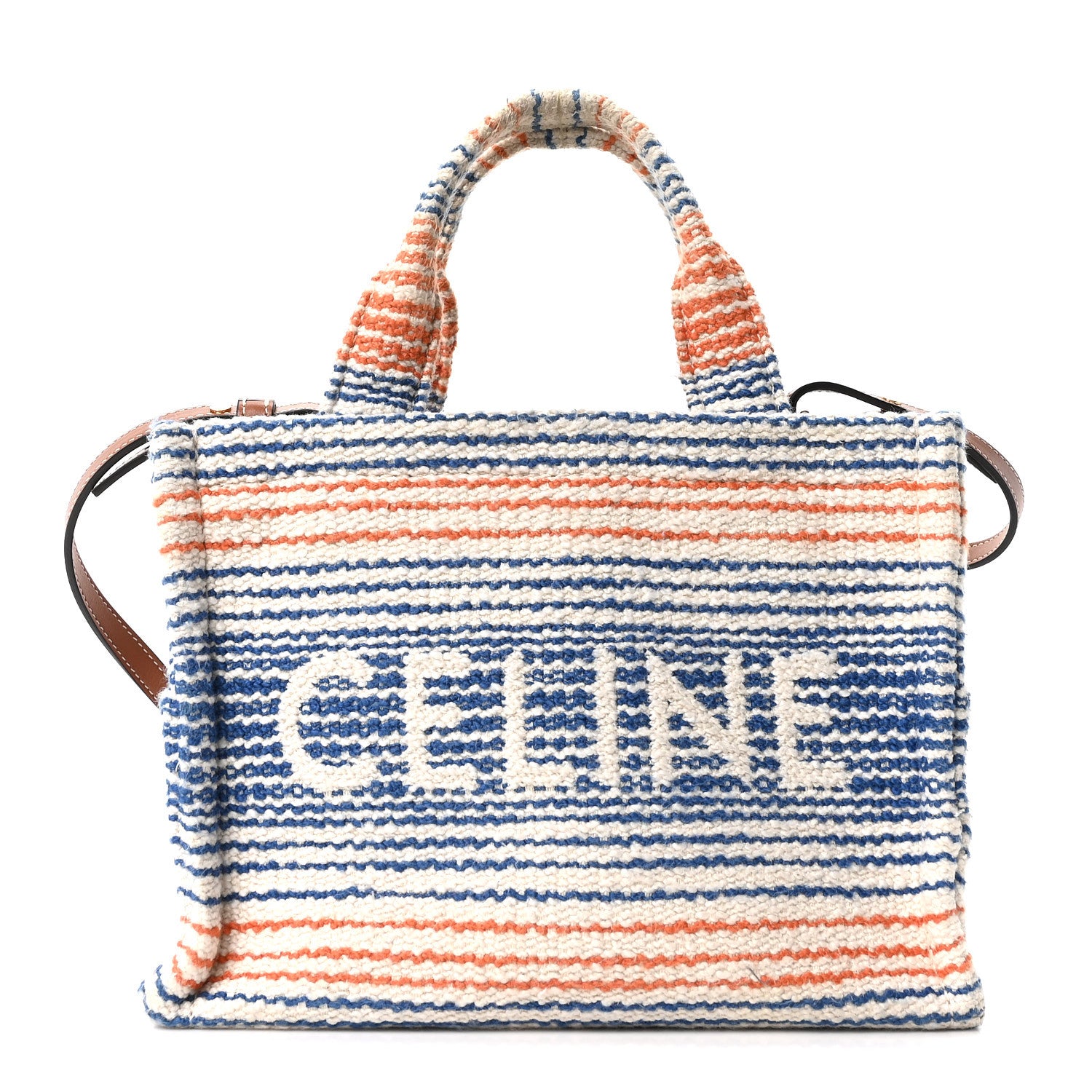 Celine Canvas Calfskin Striped Triomphe Small Cabas Thais