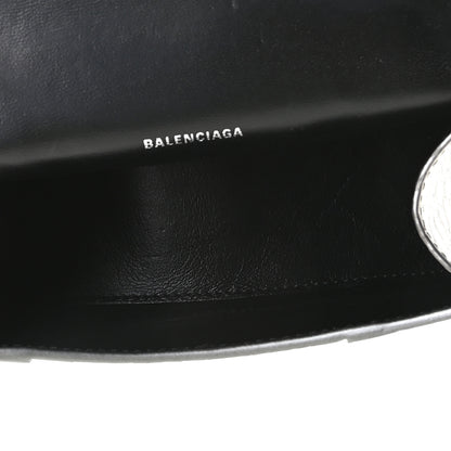 Balenciaga Shiny Calfskin Crocodile Embossed Hourglass Top Handle Bag XS Silver 8 of 8