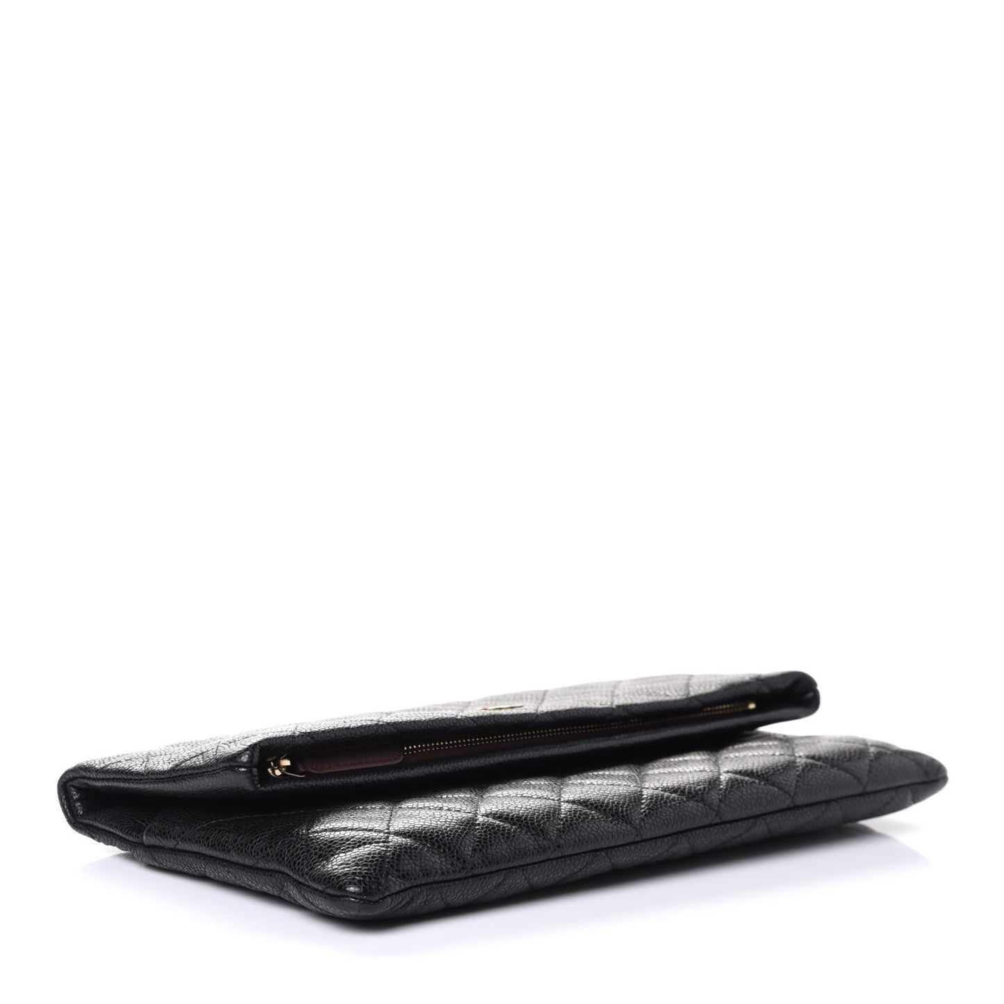 Caviar Quilted CC Beauty Clutch Black