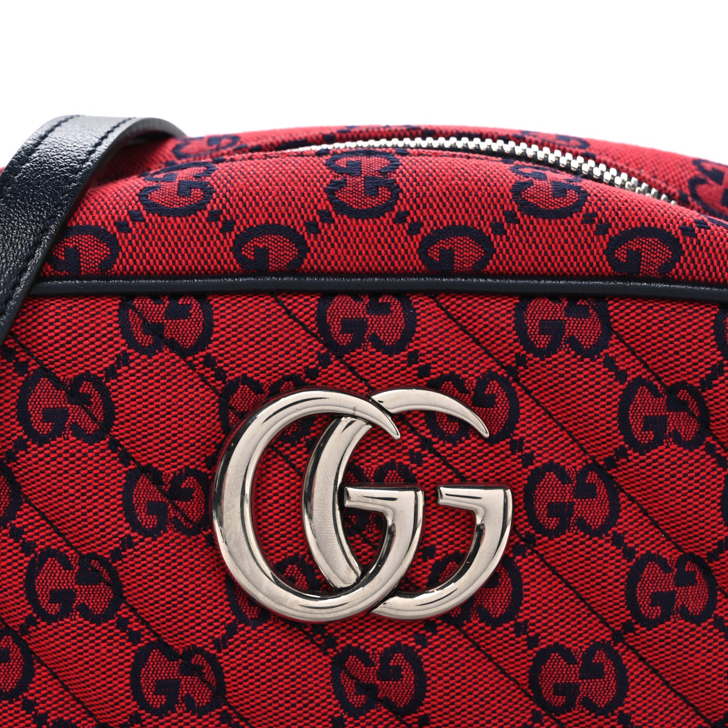 Gucci Monogram Multicolor Matelasse Diagonal Small GG Marmont Chain Shoulder Bag Red Blue 8 of 10
