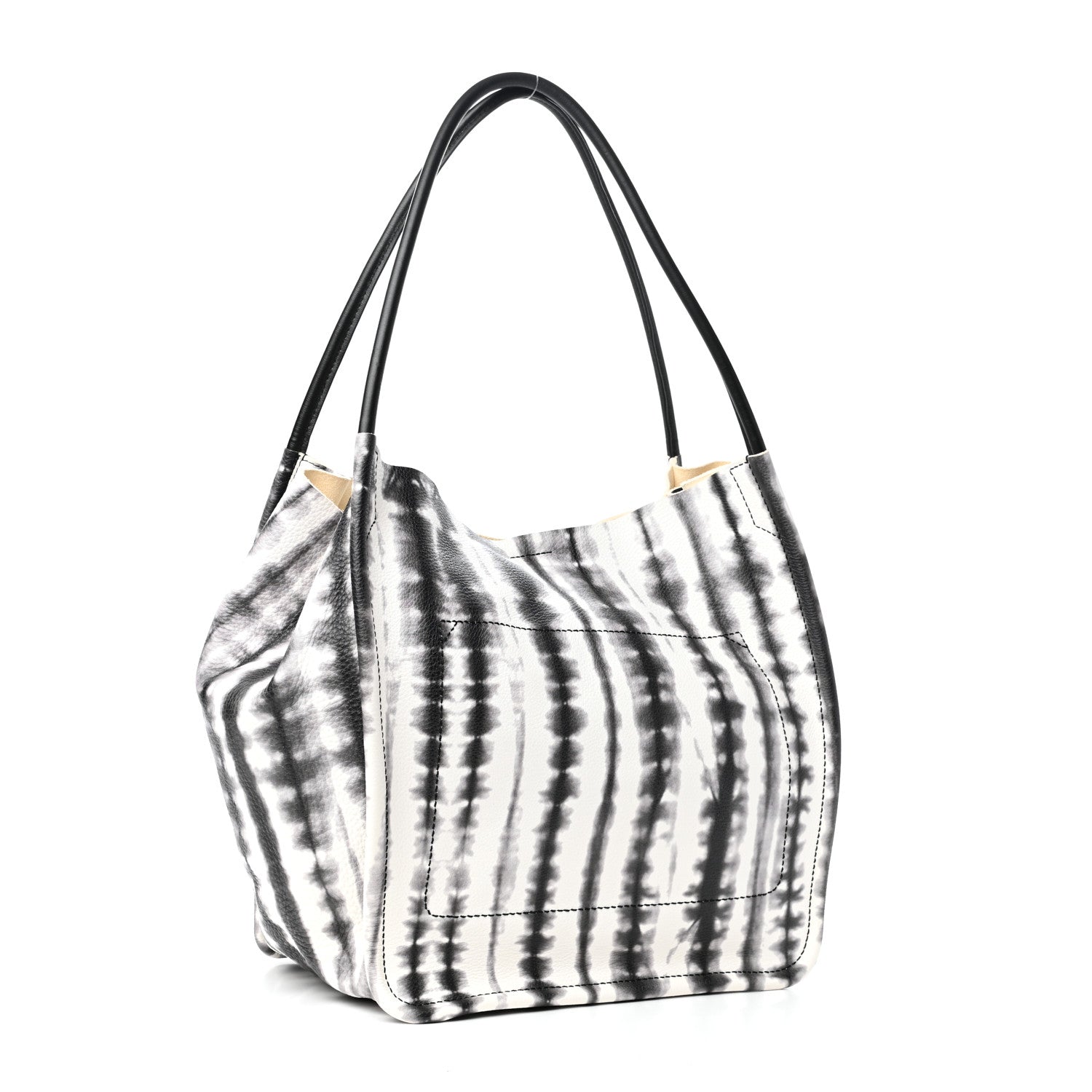 Proenza Schouler Grained Calfskin Large Tie Dye Tote Black White 3 of 10