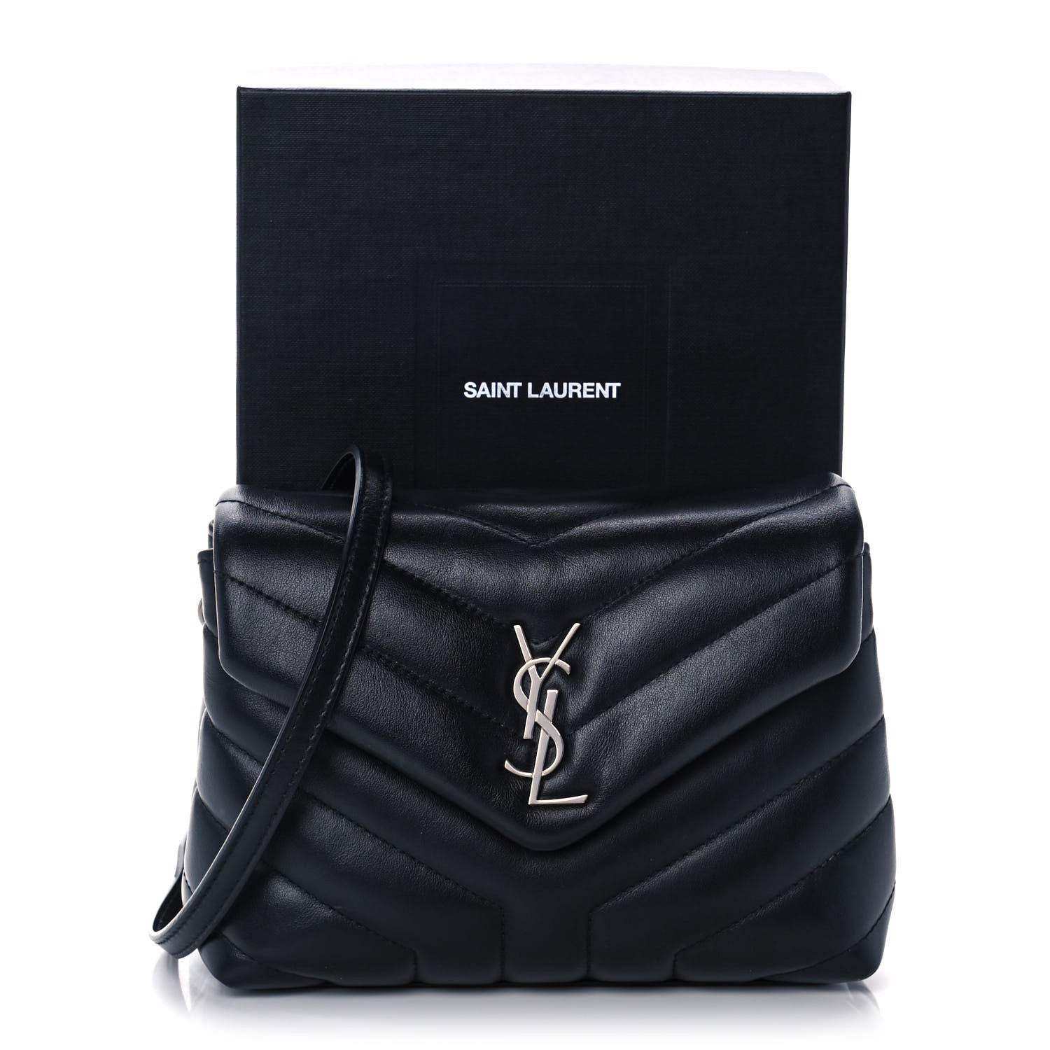 Saint Laurent Calfskin Y Quilted Monogram Toy Loulou Crossbody Bag Black 14 of 14