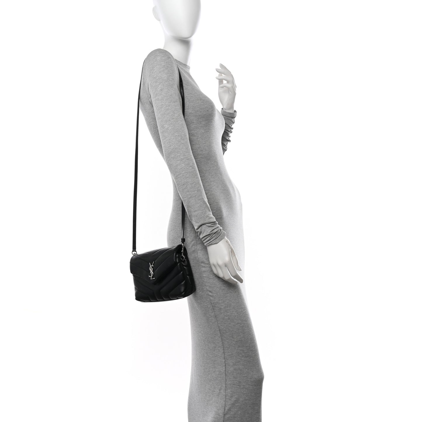 Calfskin Y Quilted Monogram Toy Loulou Crossbody Bag Black