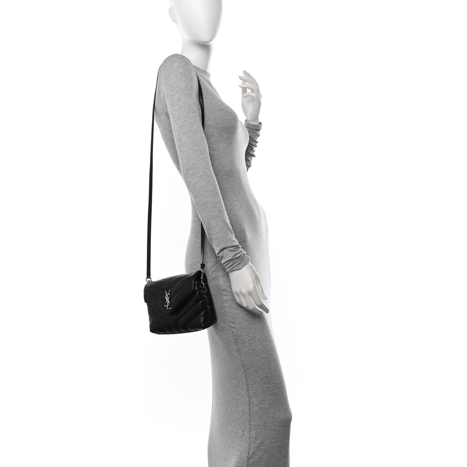 Saint Laurent Calfskin Y Quilted Monogram Toy Loulou Crossbody Bag Black 2 of 11