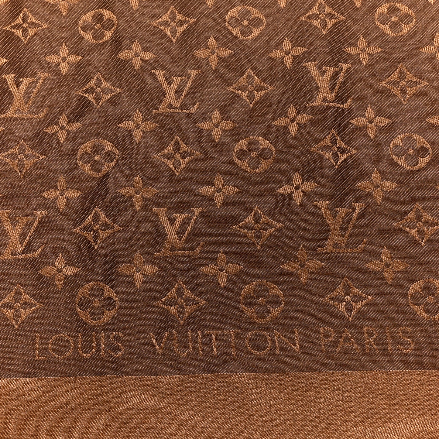 Wool Silk Monogram Denim Shawl Brown