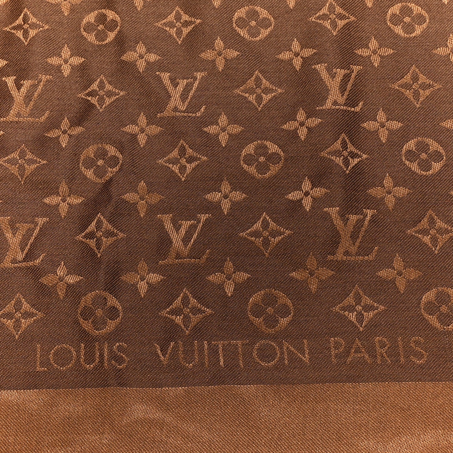 Louis Vuitton Wool Silk Monogram Denim Shawl Brown 2 of 5