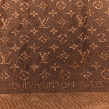 Louis Vuitton Wool Silk Monogram Denim Shawl Brown 2 of 5