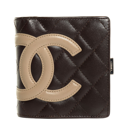 Chanel Calfskin Quilted Cambon Bi-fold Wallet Brown 1 of 9