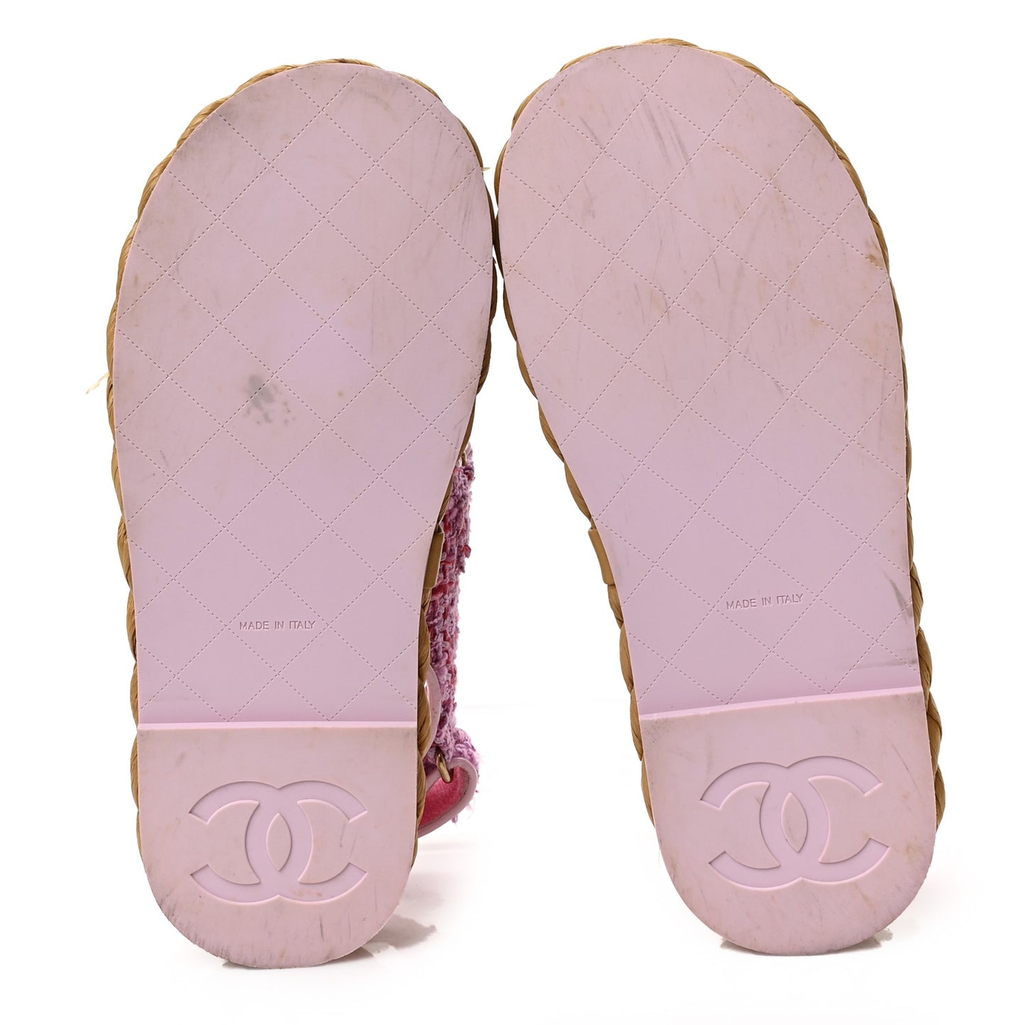 Tweed Patent Calfskin Velcro Dad Sandals 37 Light Purple Pink Red