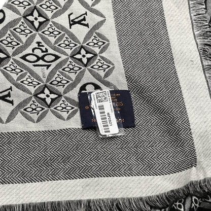 Louis Vuitton Silk Wool Jacquard Since 1854 Monogram Shawl Gray 2 of 3