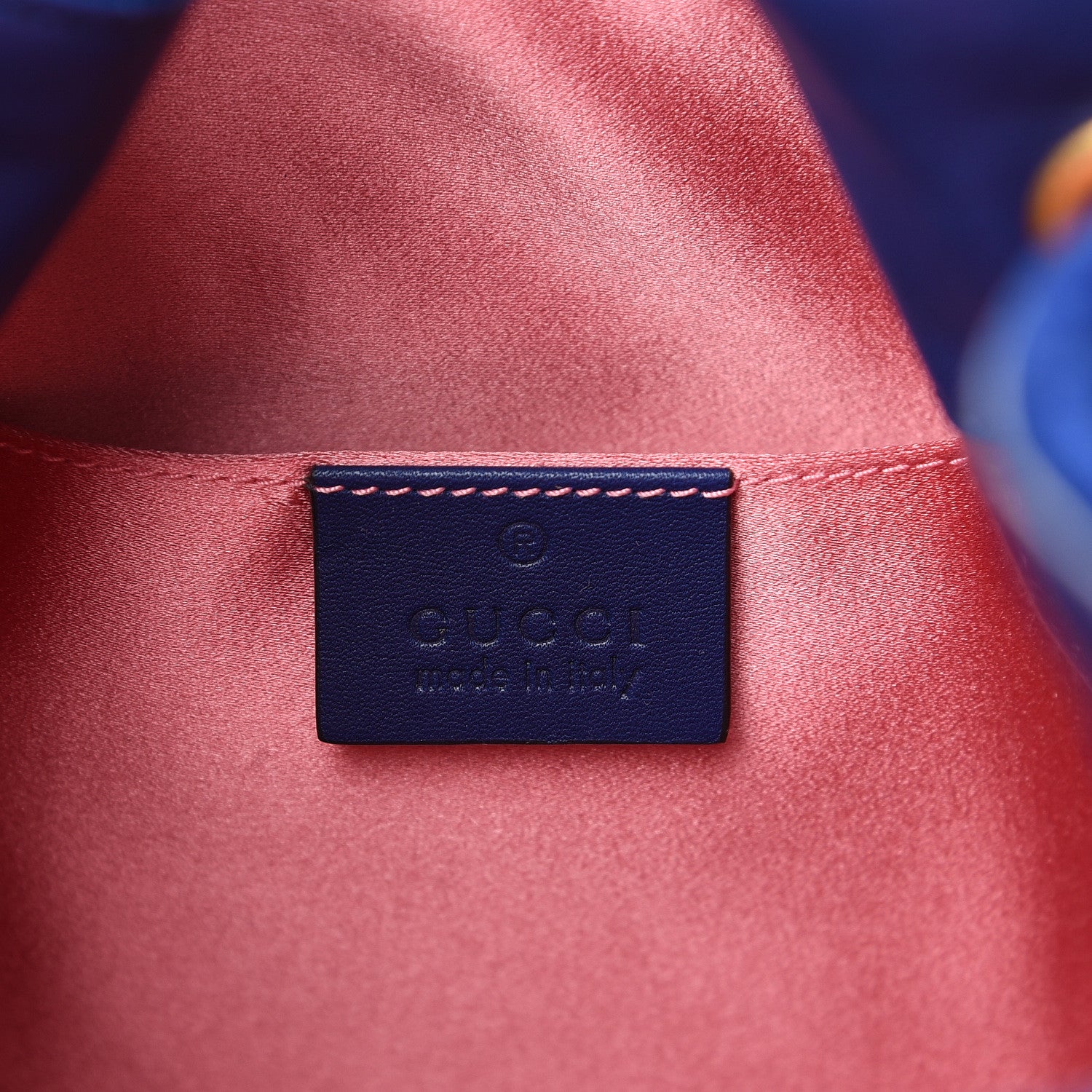 Gucci Velvet Matelasse GG Marmont Bucket Bag Cobalt Blue 5 of 9