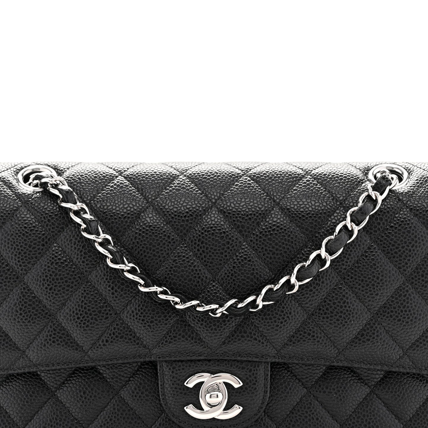 Caviar Quilted Medium Double Flap Black
