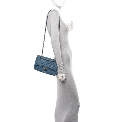 Chanel Denim Quilted CC Print Medium Single Flap Blue 2 of 10