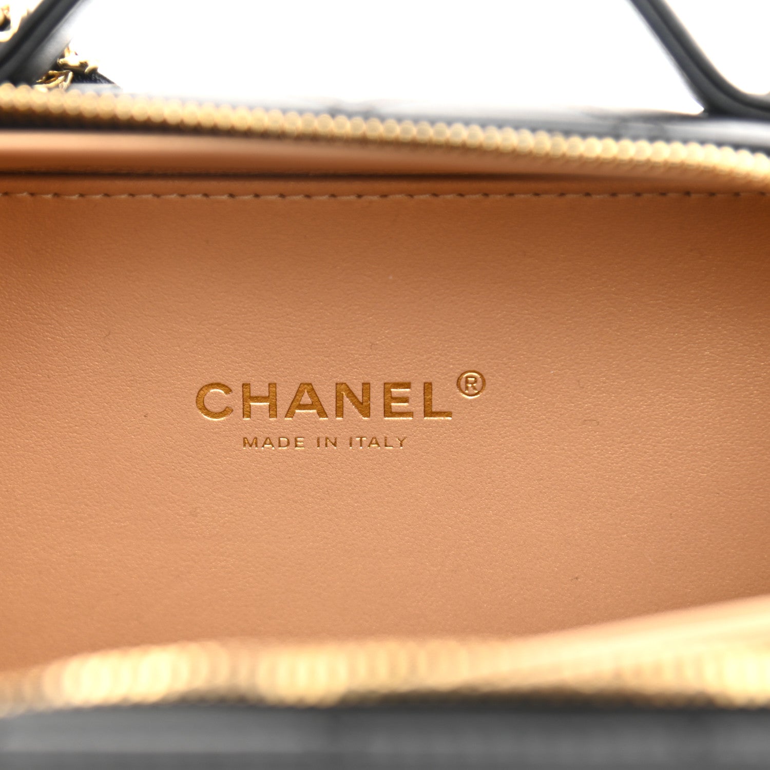 Chanel Lambskin Metal Quilted Golden Plate Vanity Case Black Golden Plate Vanity Case Black Gold 6 of 10