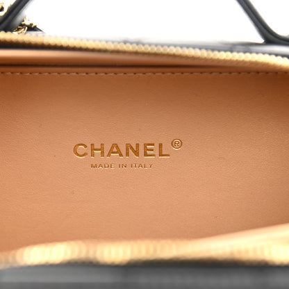 Chanel Lambskin Metal Quilted Golden Plate Vanity Case Black Golden Plate Vanity Case Black Gold 6 of 10