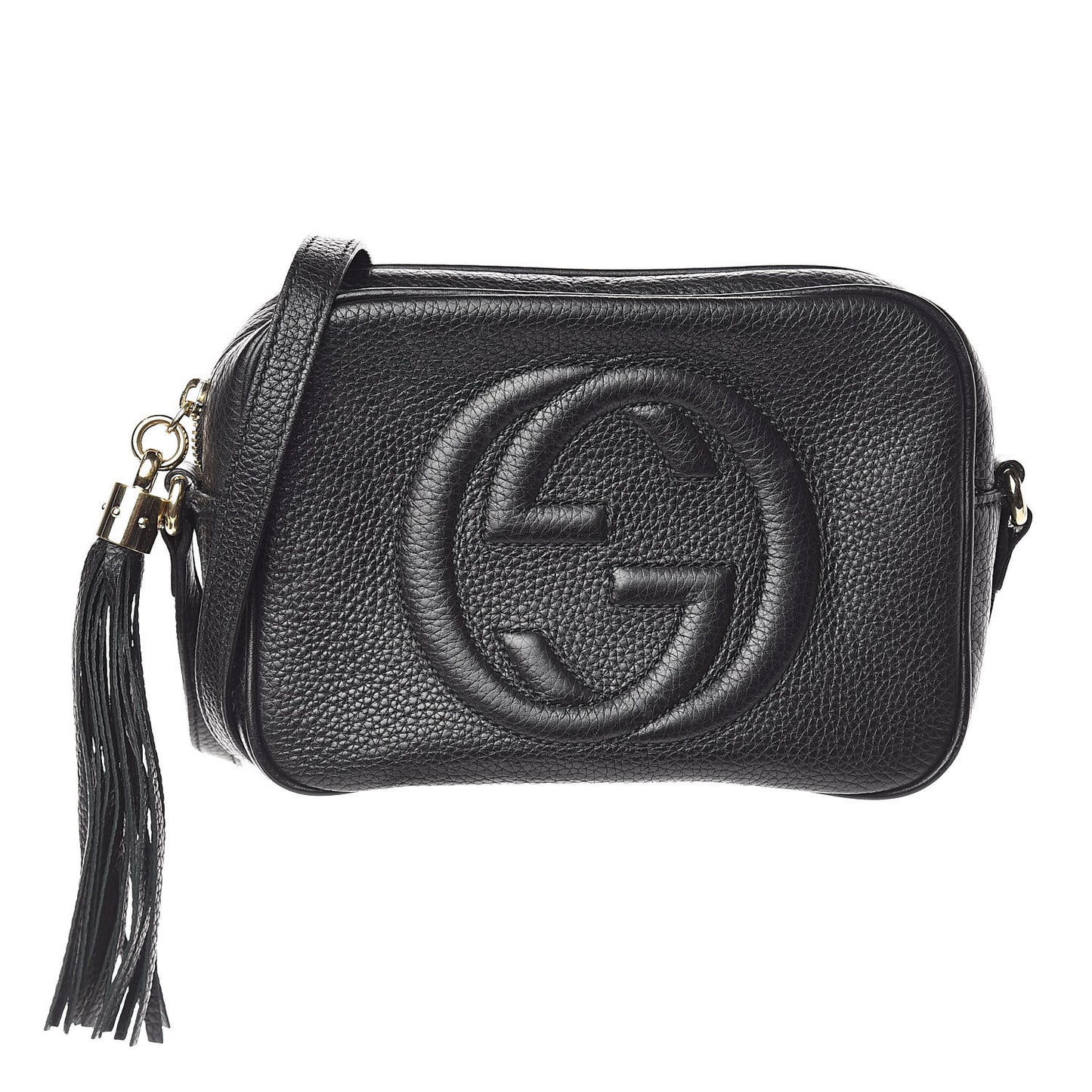 Pebbled Calfskin Small Soho Disco Bag Black