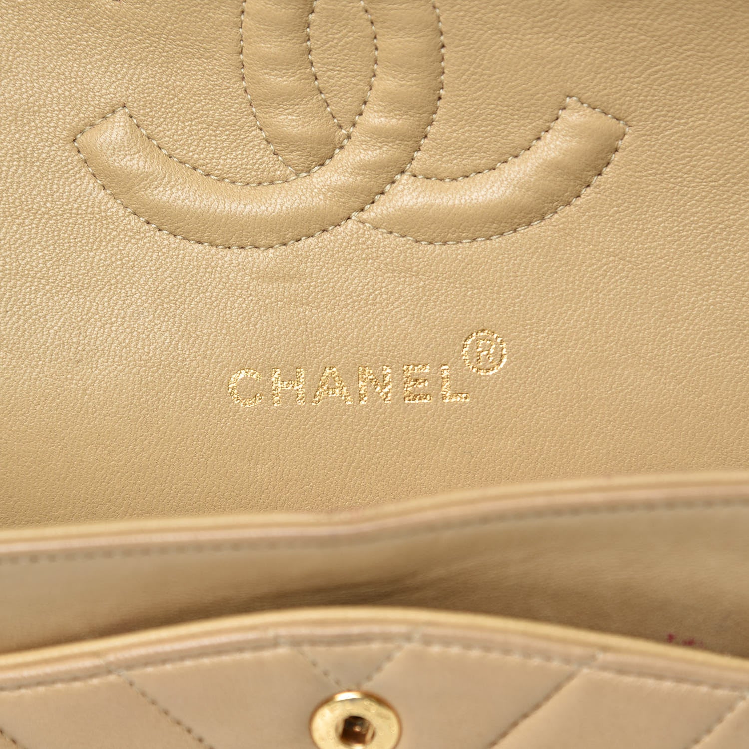 Chanel Lambskin Chevron Quilted Medium Double Flap Beige 6 of 21