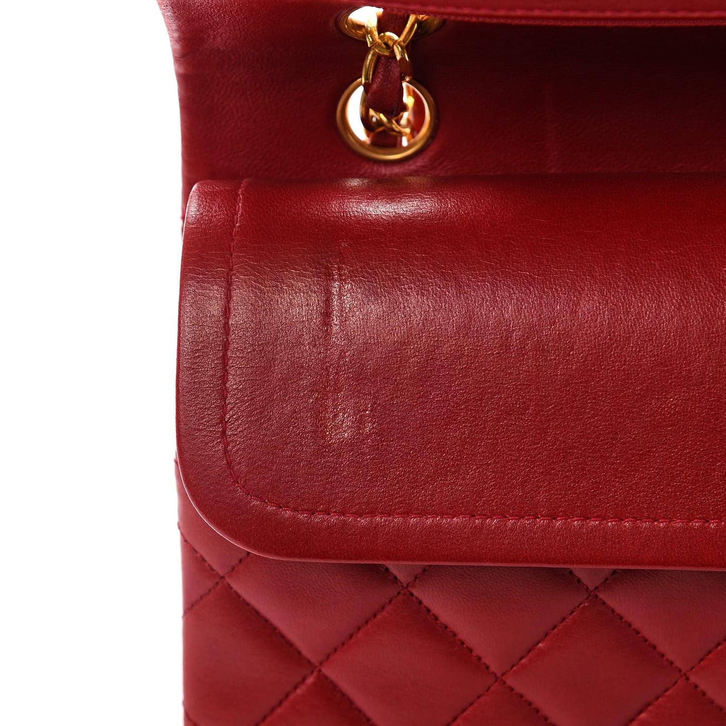 Lambskin Quilted Medium Double Flap Red