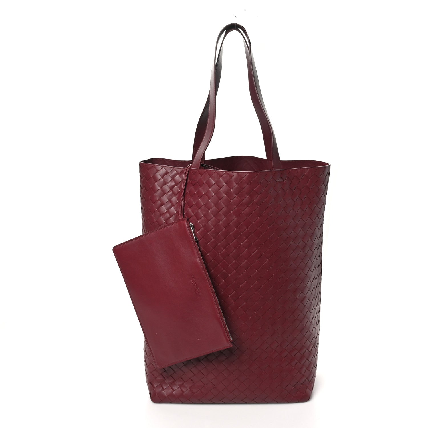 Bottega Veneta Calfskin Intrecciato Large North South Tote Bag Burgundy 2 of 9