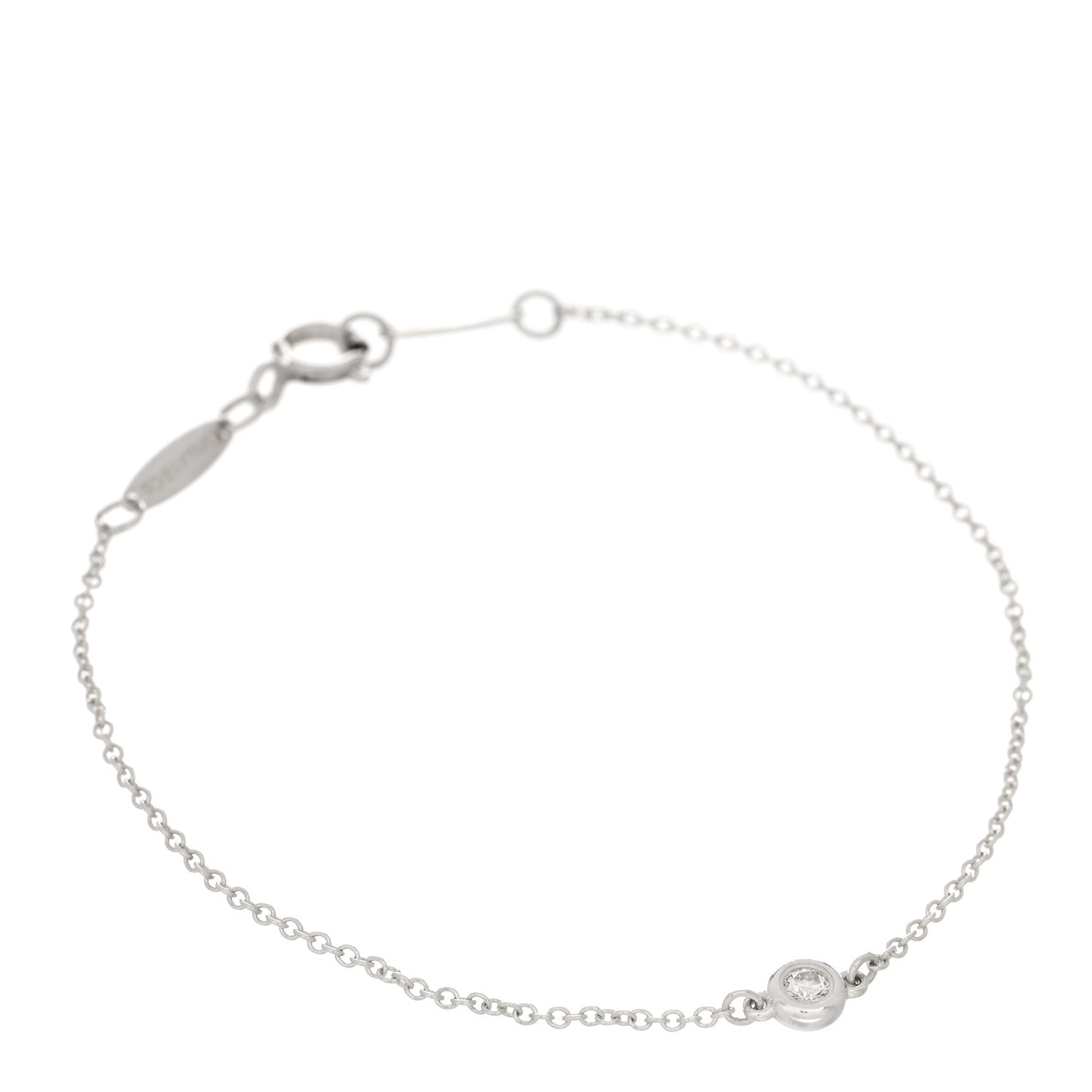 Tiffany Sterling Silver Diamond .05ct Elsa Peretti Diamonds by the Yard Bracelet 1 of 3
