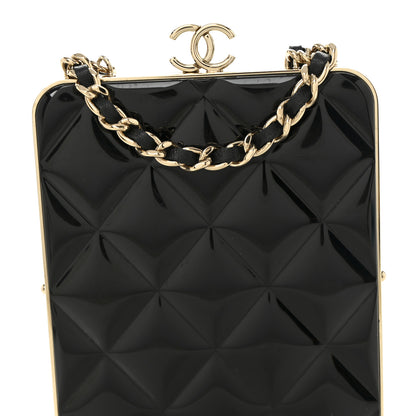 Chanel Lambskin Plexi Quilted CC Evening Clutch With Chain Black 8 of 11
