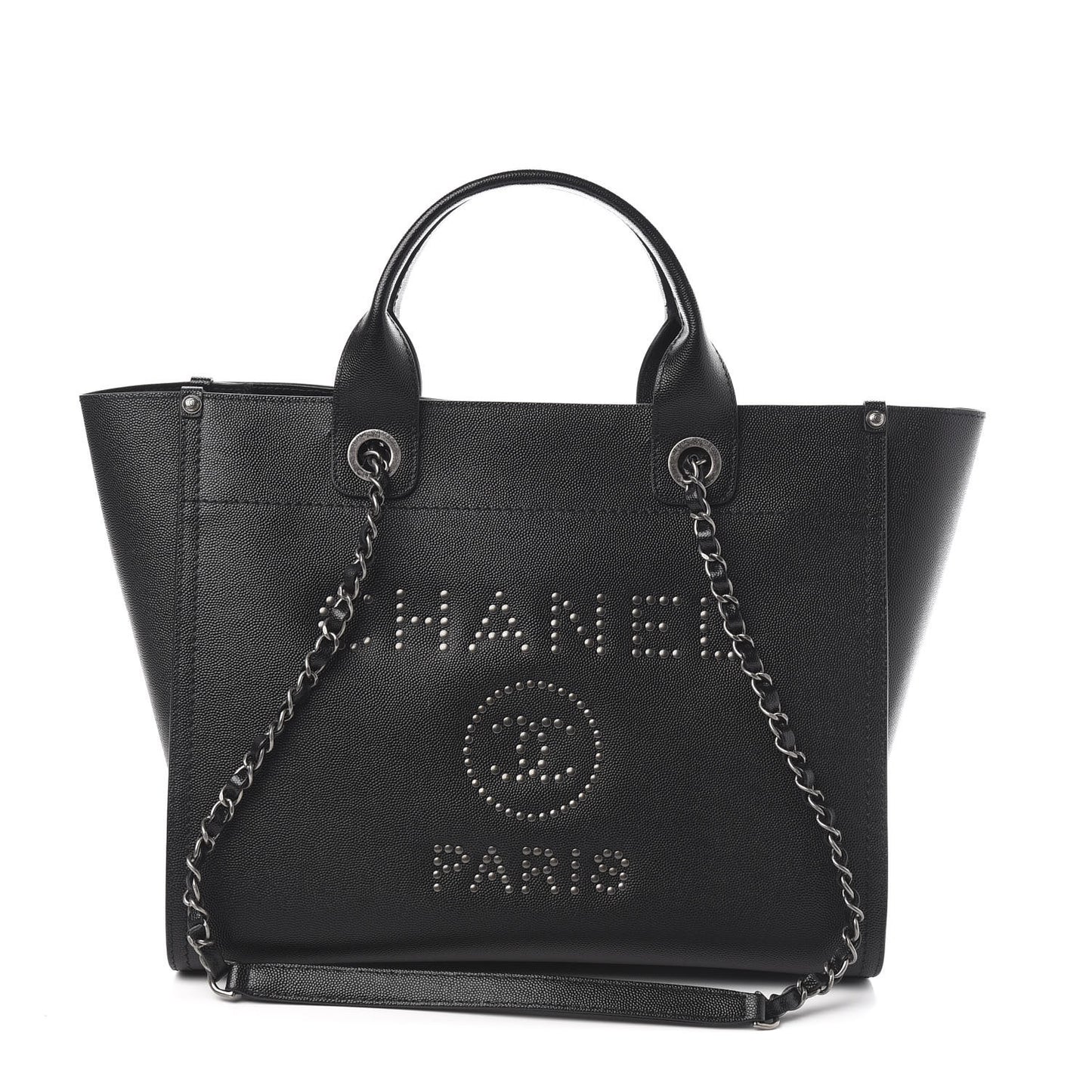 Caviar Small Studded Deauville Tote Black