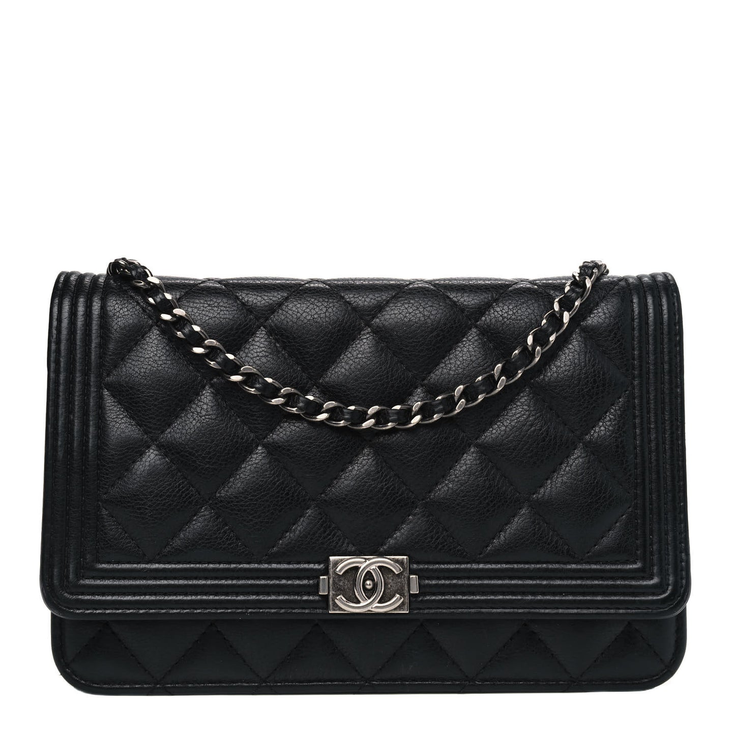 Caviar Quilted Boy Wallet On Chain WOC Black