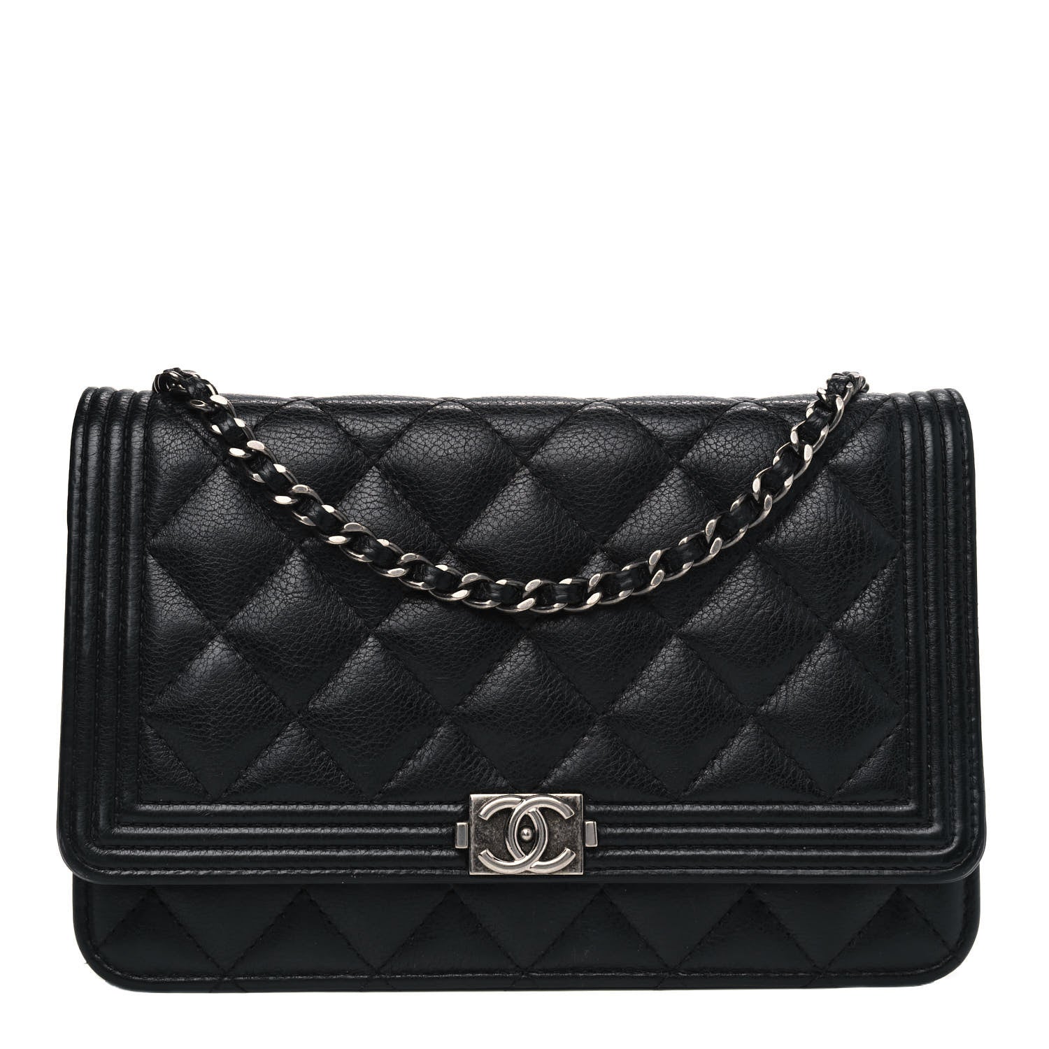 Chanel Caviar Quilted Boy Wallet On Chain WOC Black 1 of 8