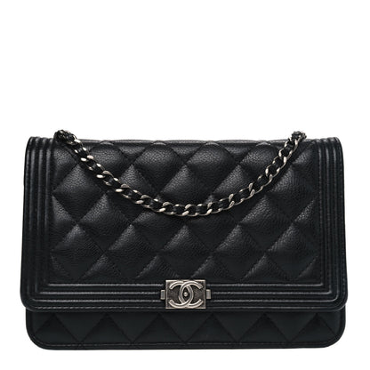 Chanel Caviar Quilted Boy Wallet On Chain WOC Black 1 of 8