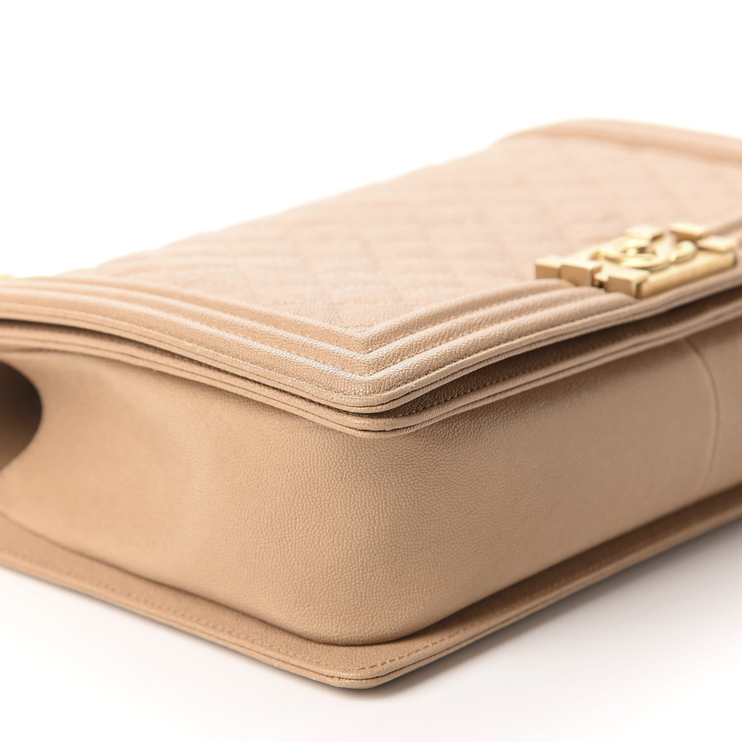 Caviar Quilted New Medium Boy Flap Beige