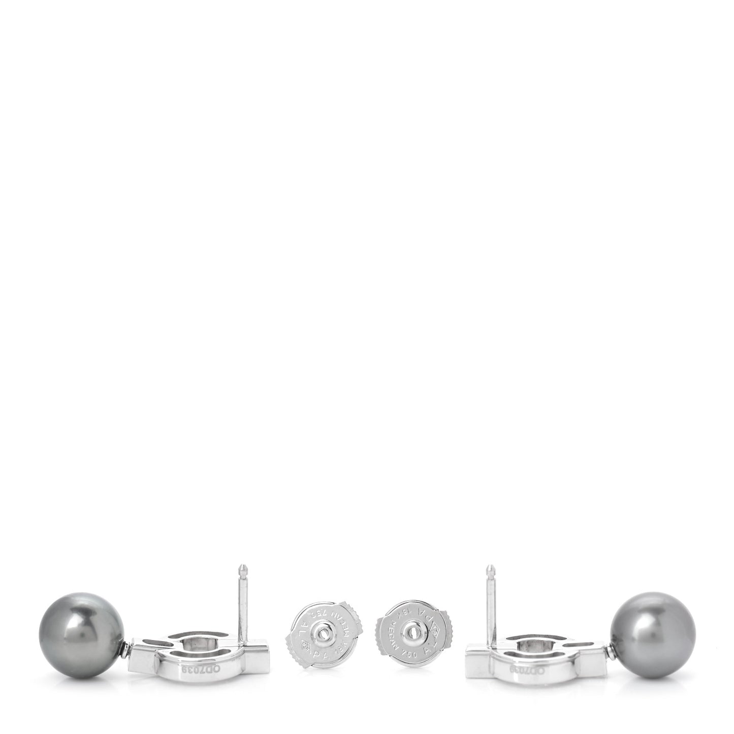 18K White Gold Diamond Cultured Akoya Pearl 9mm Himalia Earrings