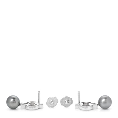 Cartier 18K White Gold Diamond Cultured Akoya Pearl 9mm Himalia Earrings 3 of 8