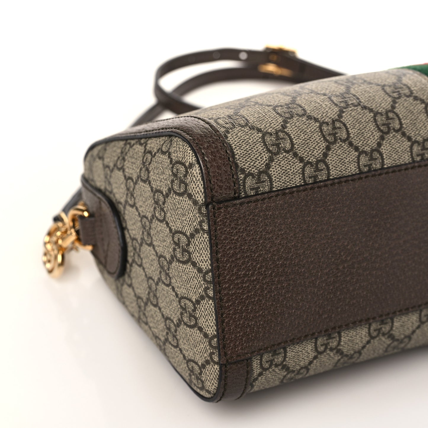 GG Supreme Monogram Textured Dollar Calfskin Web Medium Ophidia Boston Beige Ebony New Acero