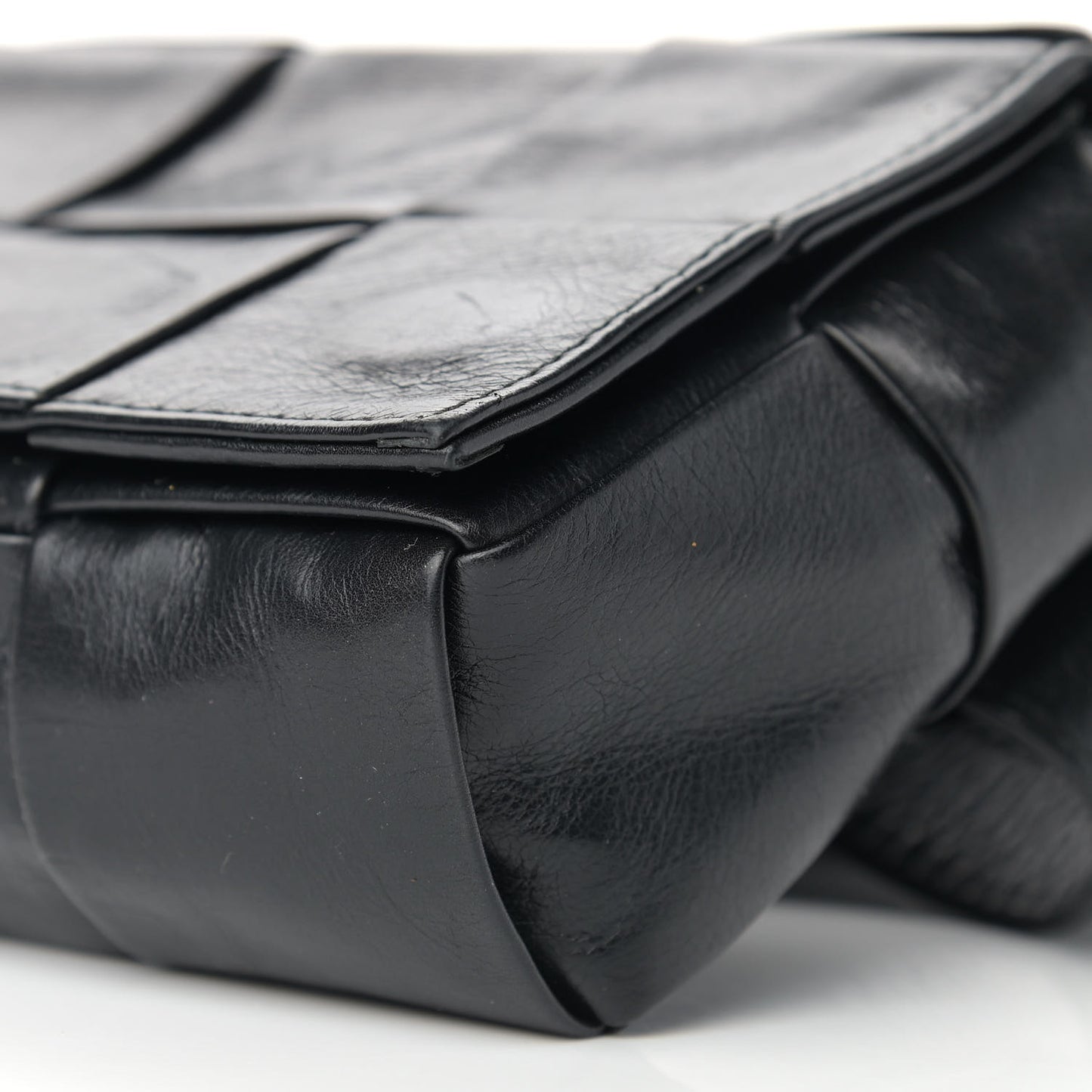 Paper Calfskin Intrecciato Cassette Belt Bag Black