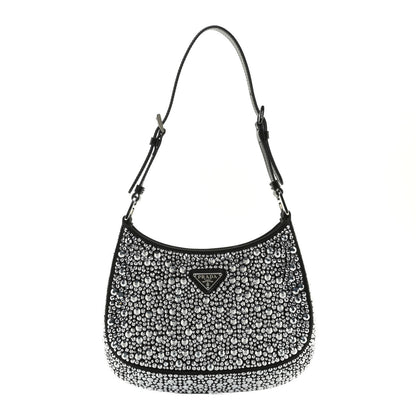 Prada Satin Crystal Cleo Adjustable Strap Shoulder Bag Metal 1 of 9