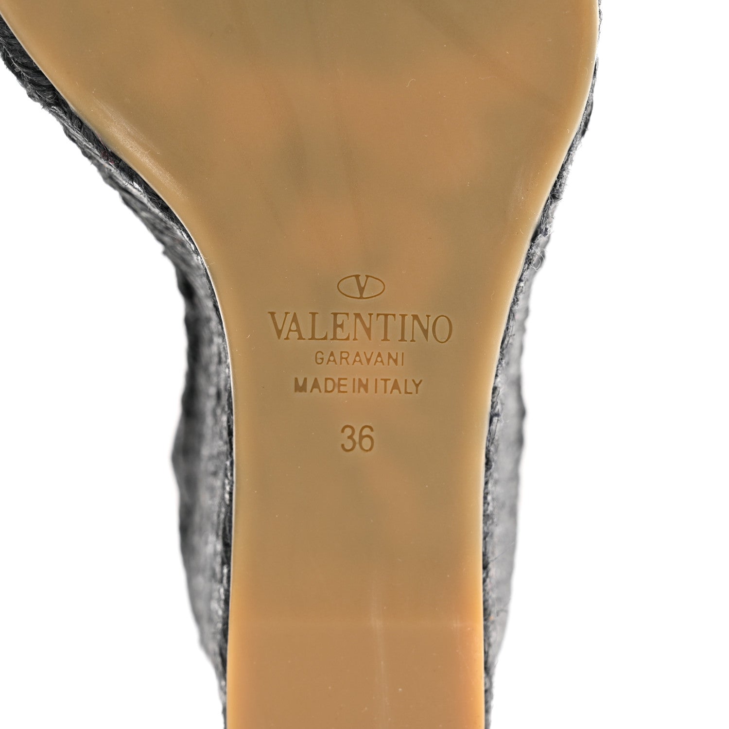 Valentino Garavani Grained Calfskin Rockstud Ankle Strap Espadrille 15/105mm Wedge Sandals 36 Deep Denim 6 of 8